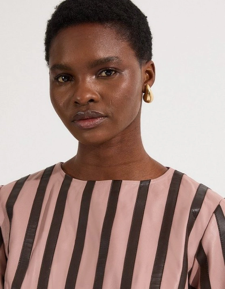 Leather Stripe Mix Top