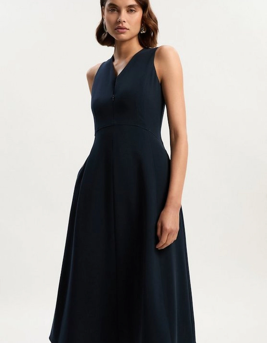 Compact Essential Tailored Sleeveless Midi Dress, 2 of 1