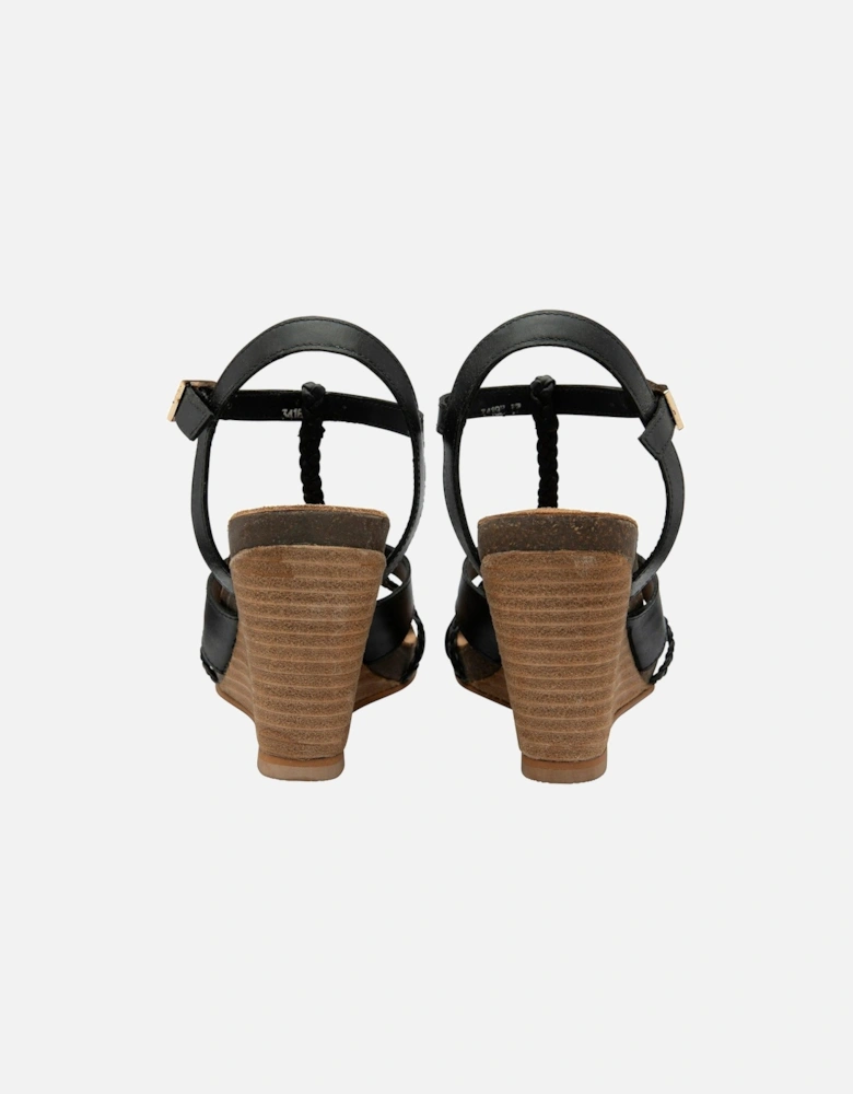 Ardo Wedge Sandals - Black Leather