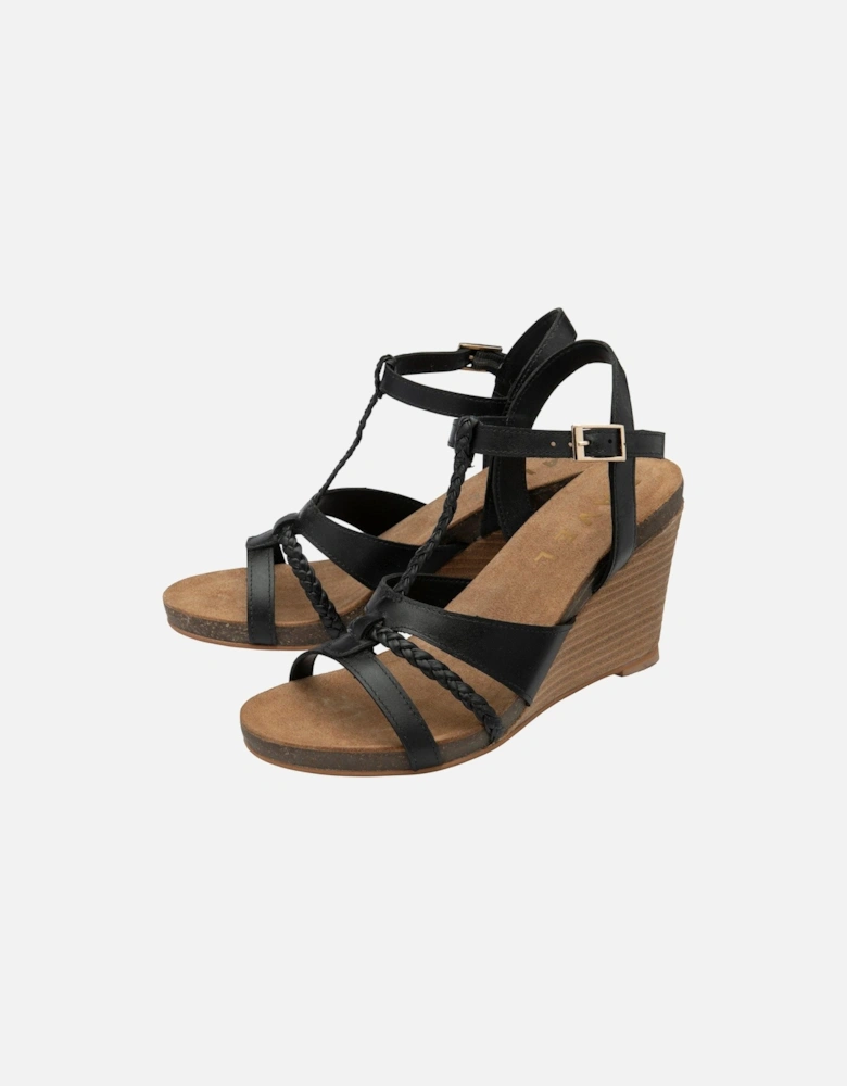 Ardo Wedge Sandals - Black Leather