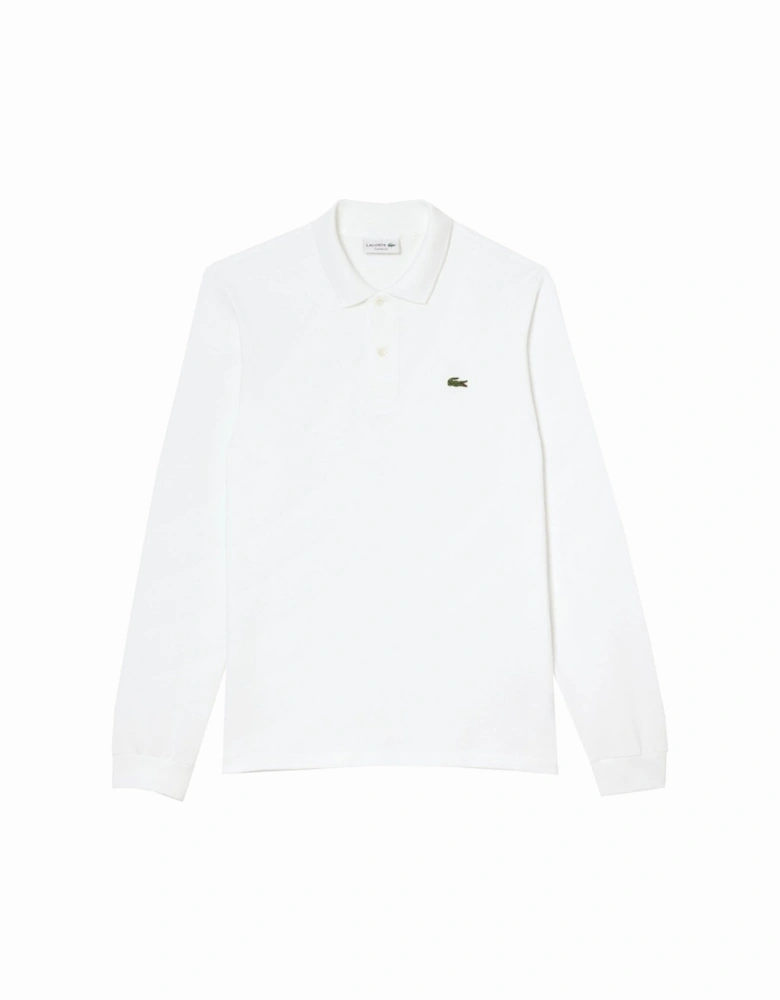 Men's White Long Sleeved Polo Shirt