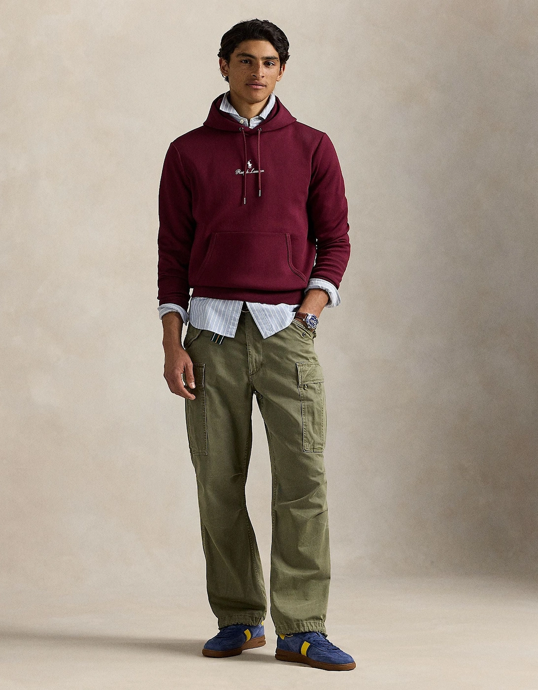 Ralph Lauren Logo Double-Knit Hoodie - Classic Wine