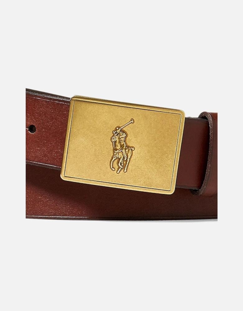 Ralph Lauren Pony Plaque Leather Belt - Brown