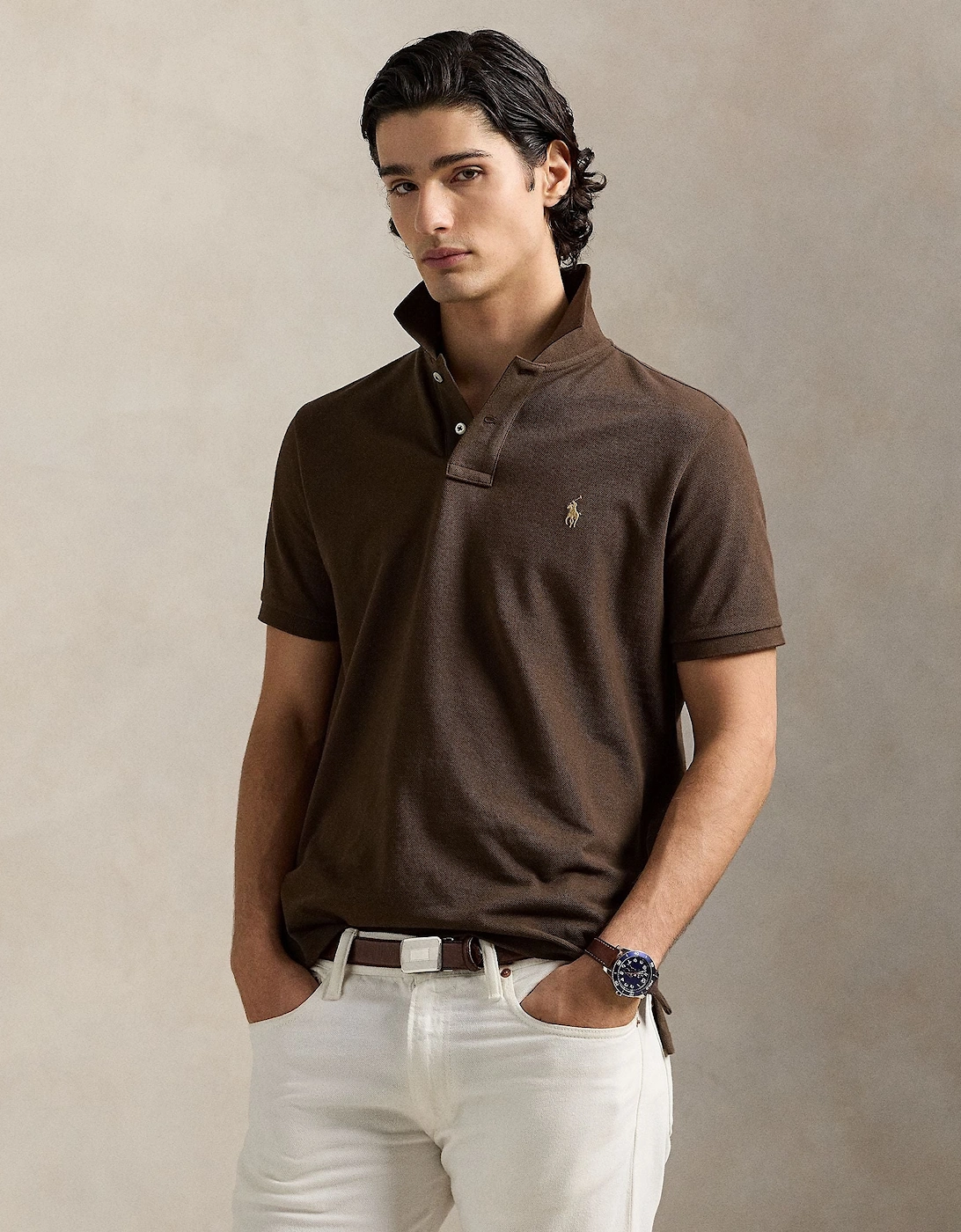 Ralph Lauren Iconic mesh Polo Shirt - Nutmeg Brown