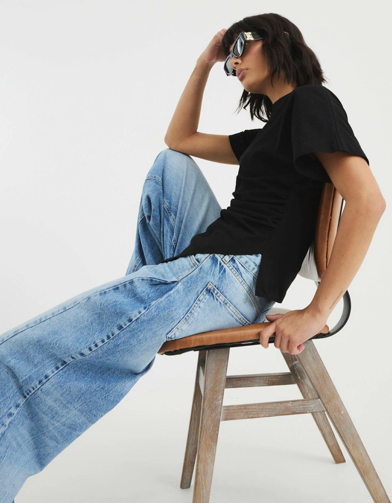Drape Side Tee - Black - Black