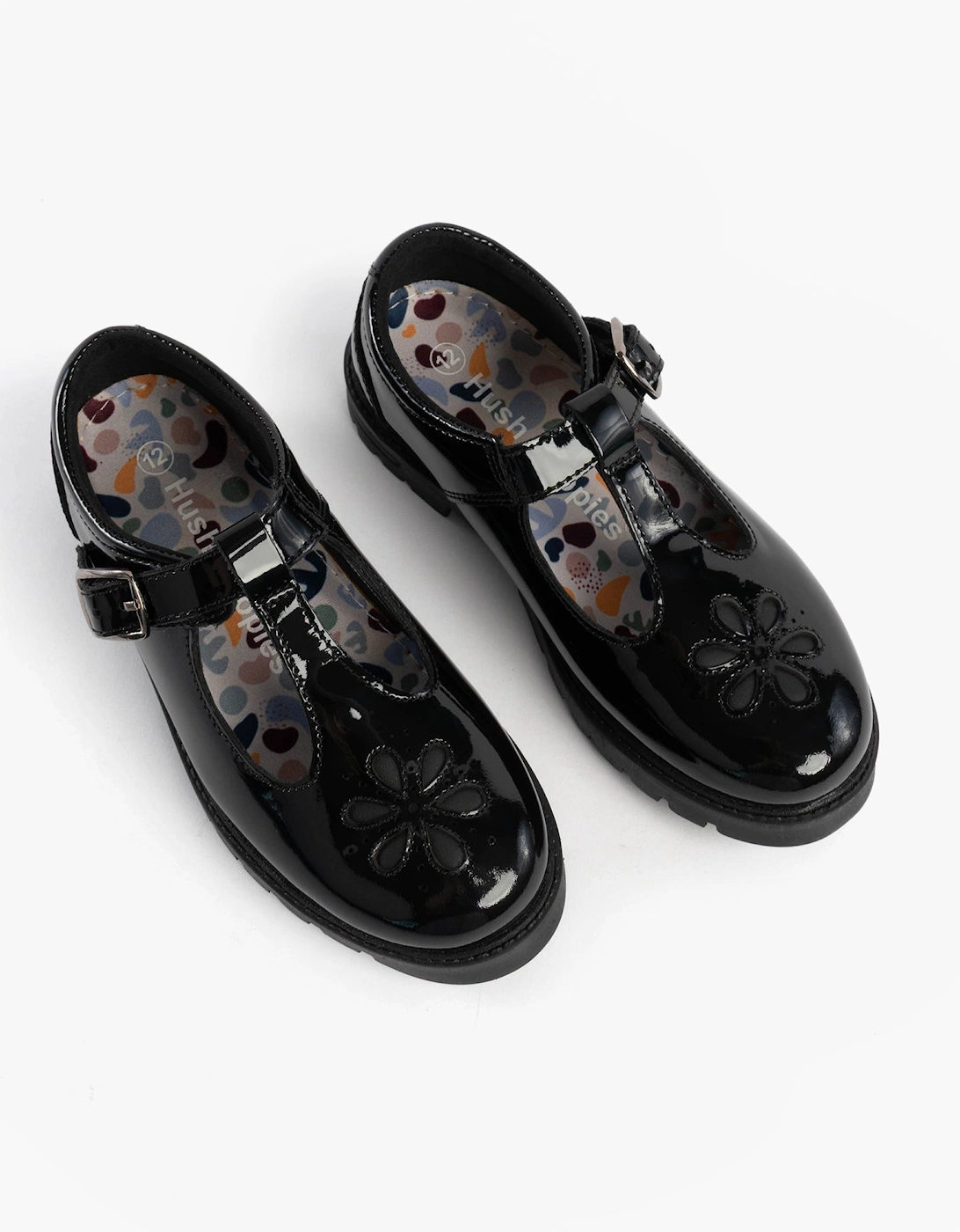 FIONA Girls Leather School Shoes Patent Black