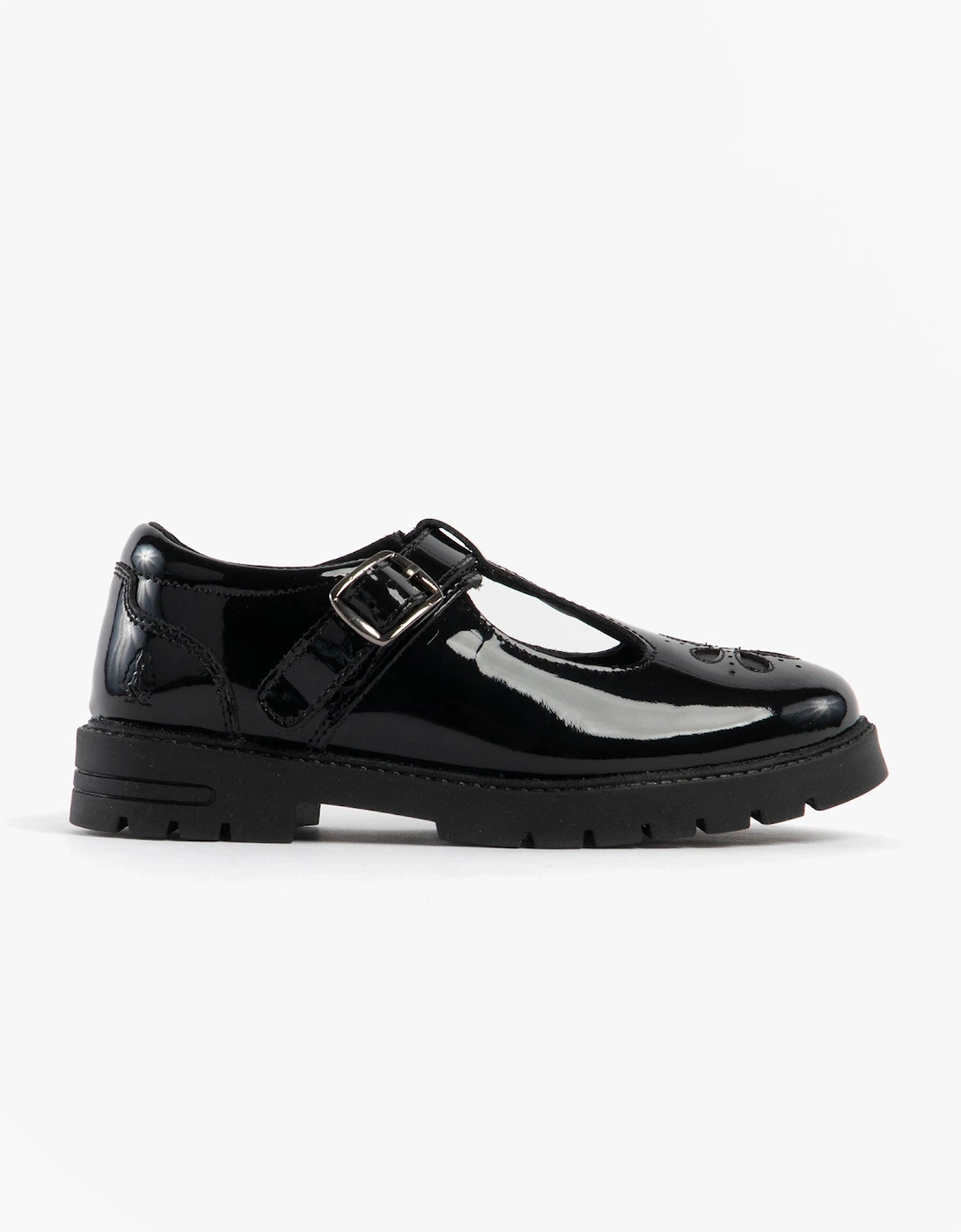 Hush Puppies Girls Black 'S Fiona Leather School Shoes Patent  Uk Size 7 Teens Kids