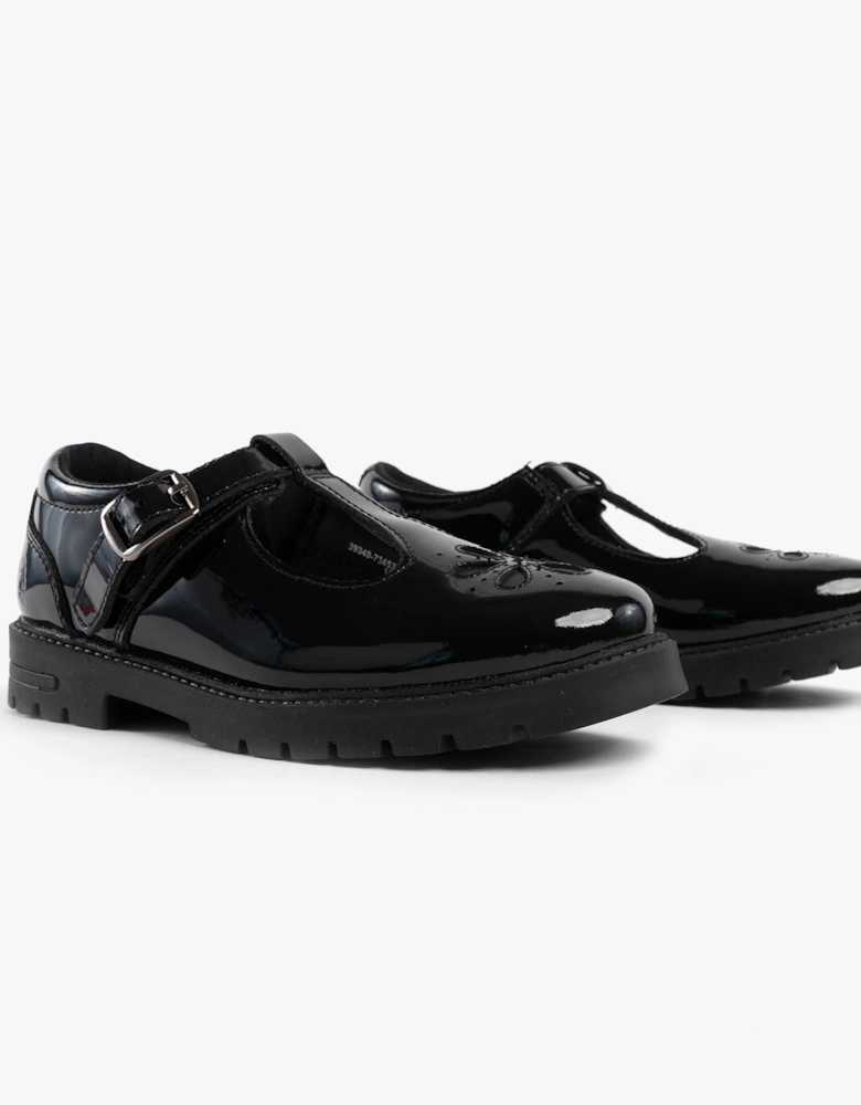 FIONA Girls Leather School Shoes Patent Black