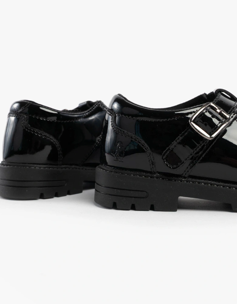 FIONA Girls Leather School Shoes Patent Black