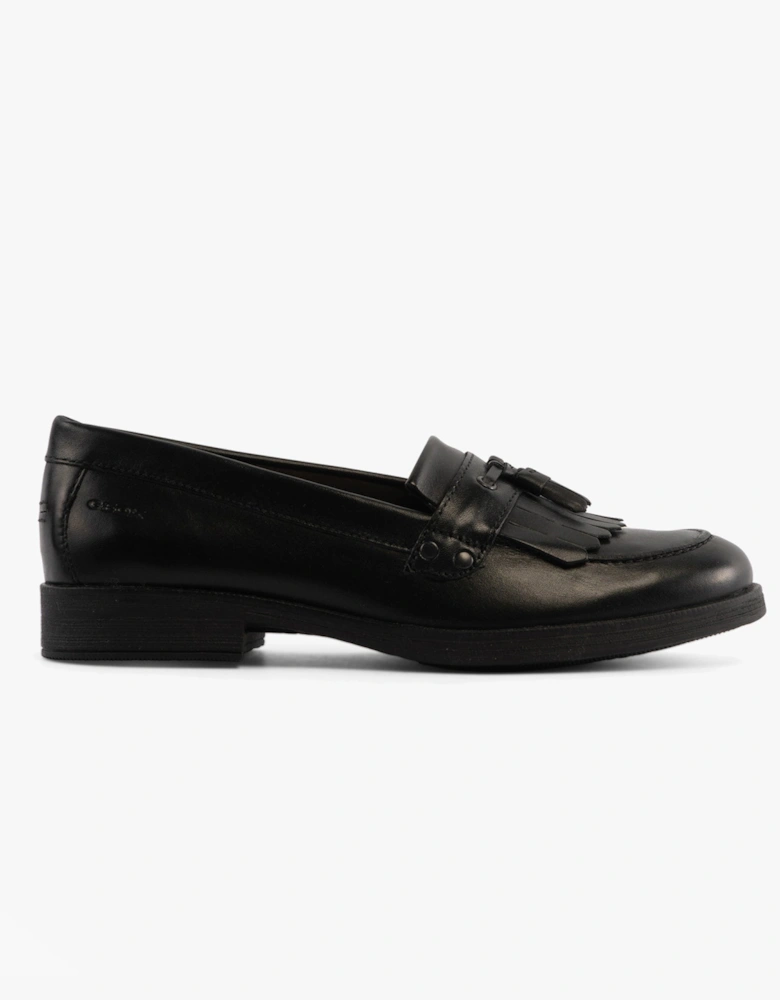 JR AGATA Girls Moccasin Tassel School Shoes Black