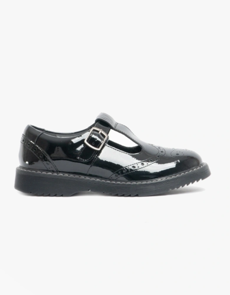 IMAGINE Girls Leather T-Bar School Shoes Patent Black