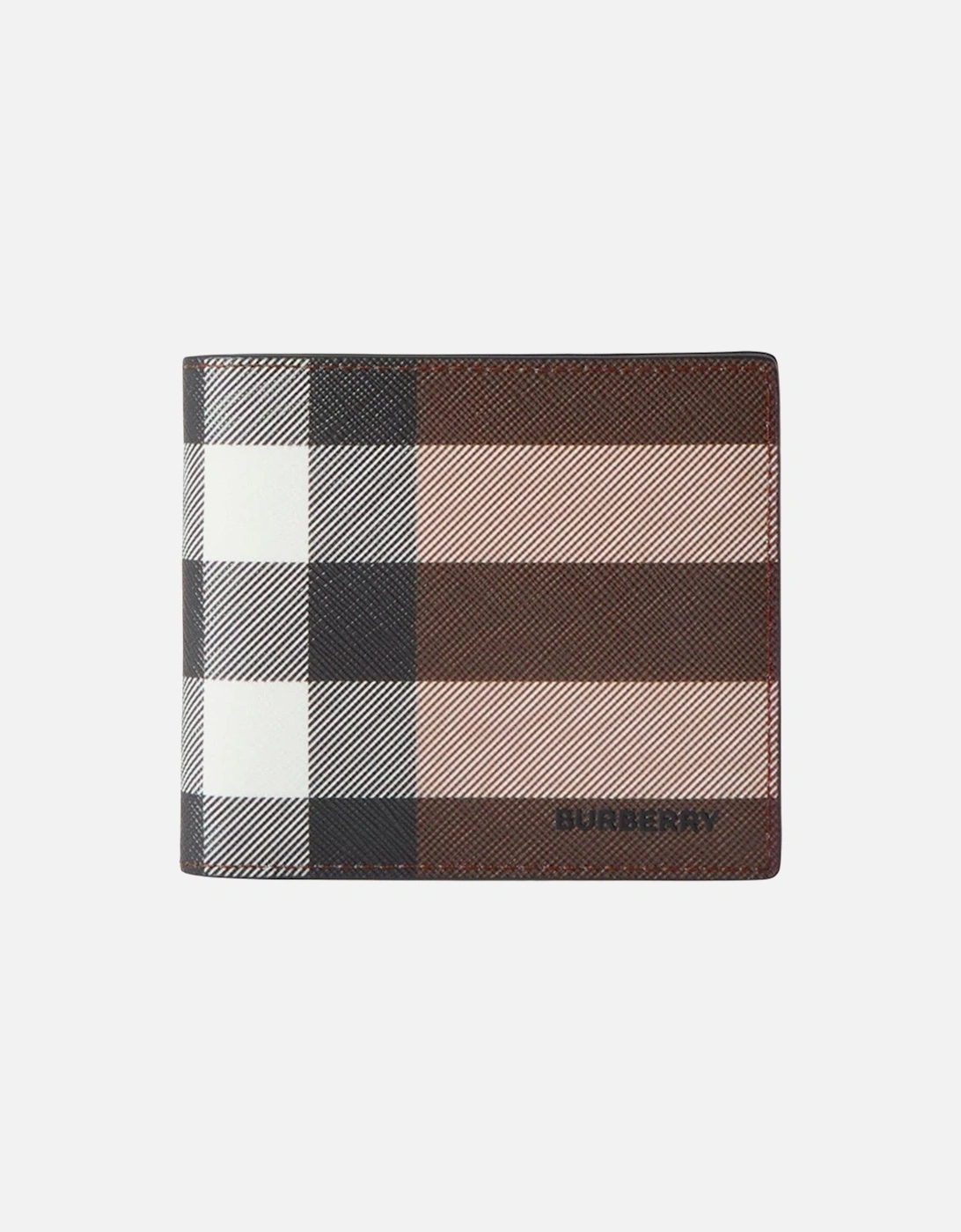 Check and Leather Bifold Wallet in Dark Brown, 4 of 3