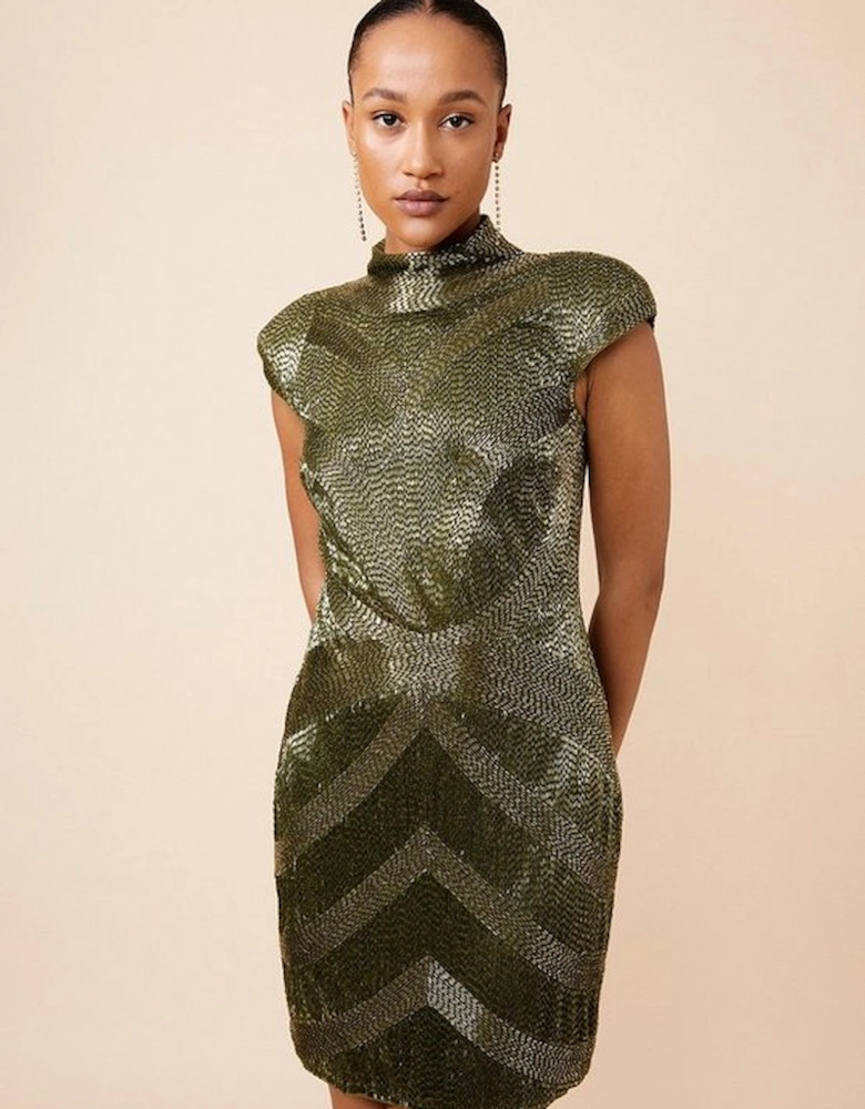 Beaded Embellished Woven Mini Dress
