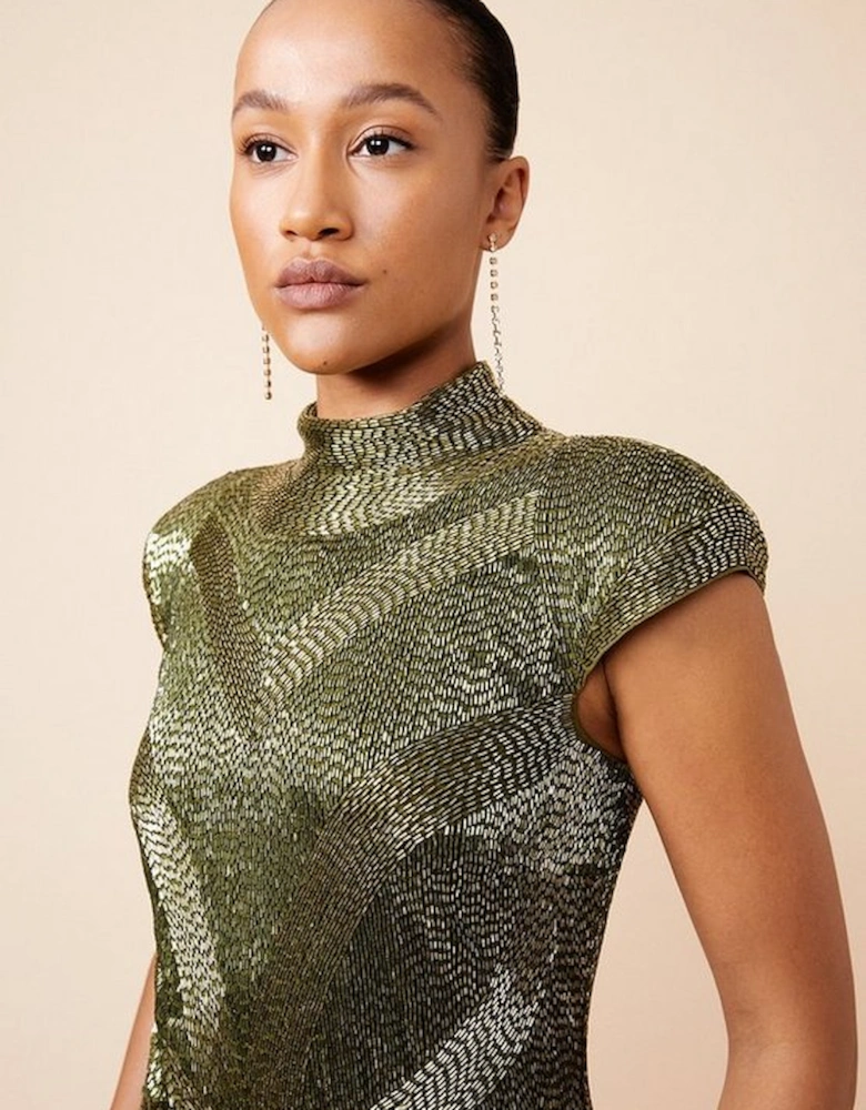 Beaded Embellished Woven Mini Dress