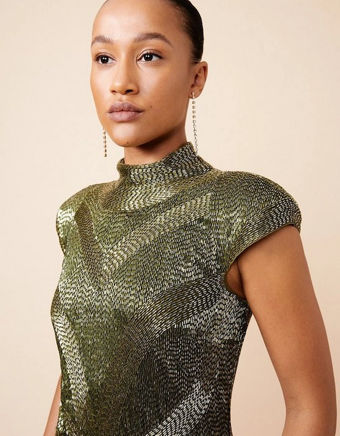 Beaded Embellished Woven Mini Dress