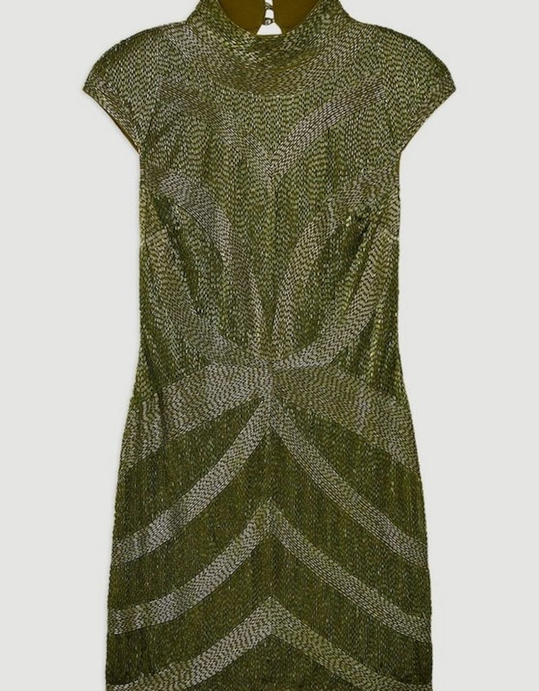 Beaded Embellished Woven Mini Dress