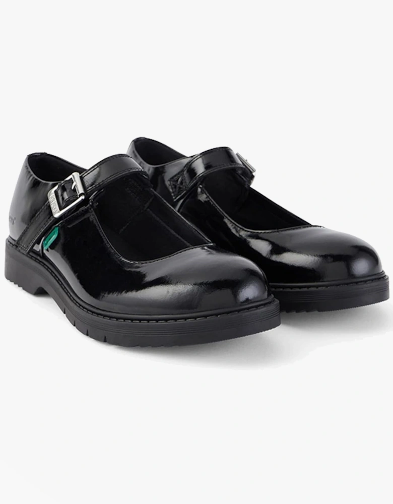 116233 FINLEY MJ Girls School Shoes Patent Black
