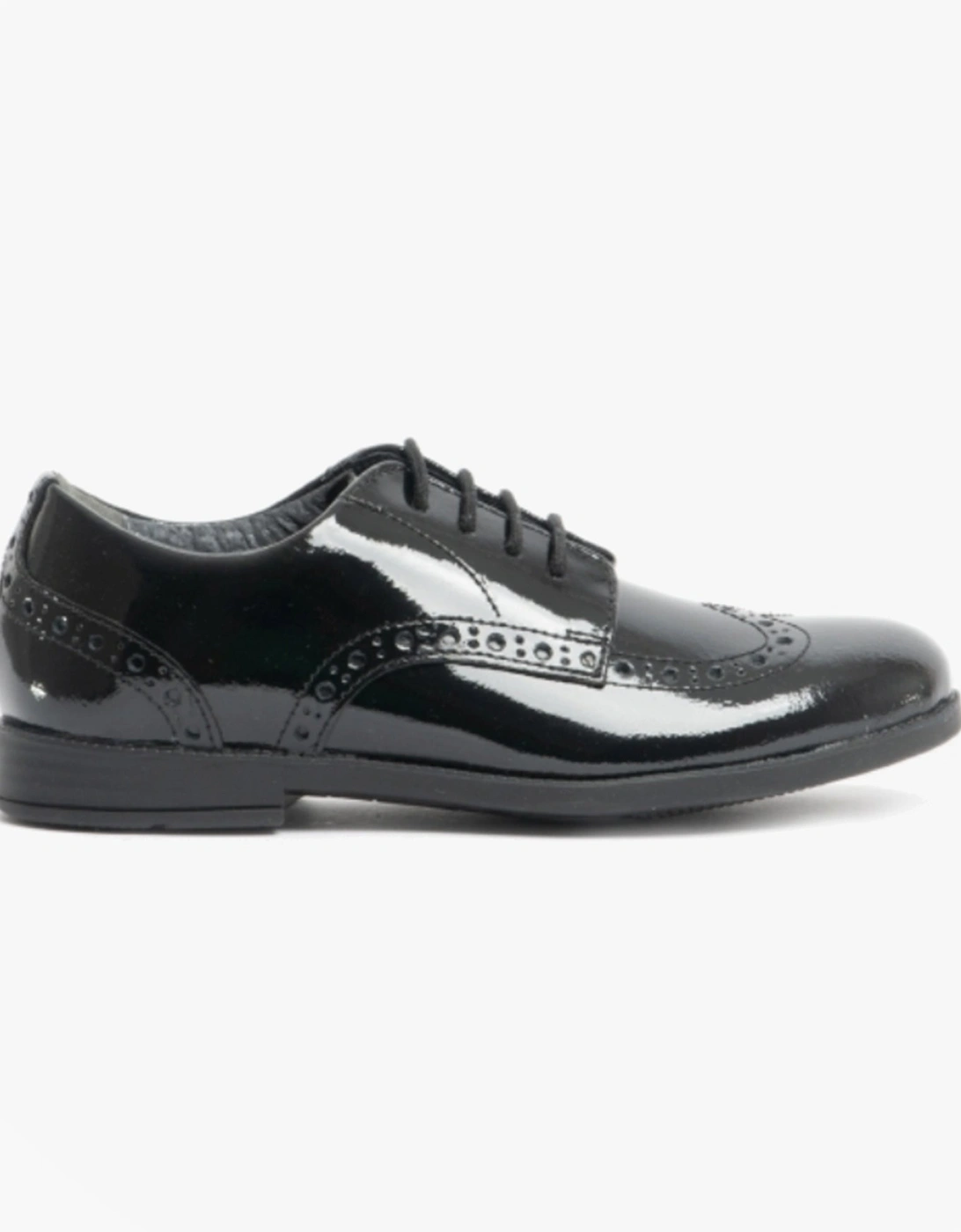 BROGUE PRI Girls Leather Lace Up School Shoes Patent Black, 9 of 8