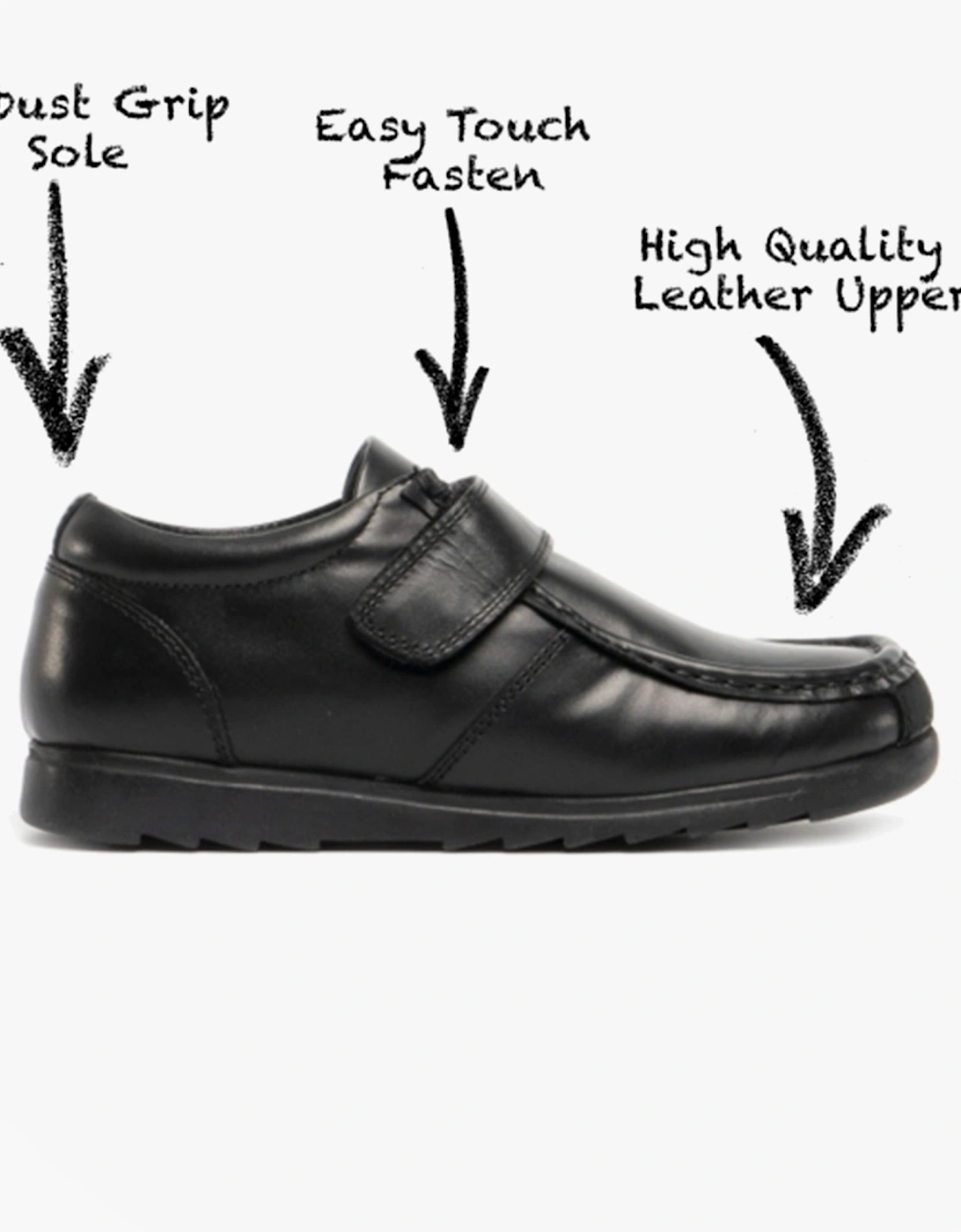GENERALS Boys Leather Touch Fasten Shoes Black, 7 of 6
