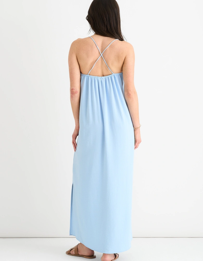 Blue Strappy Cross Back Airflow Oversized dress