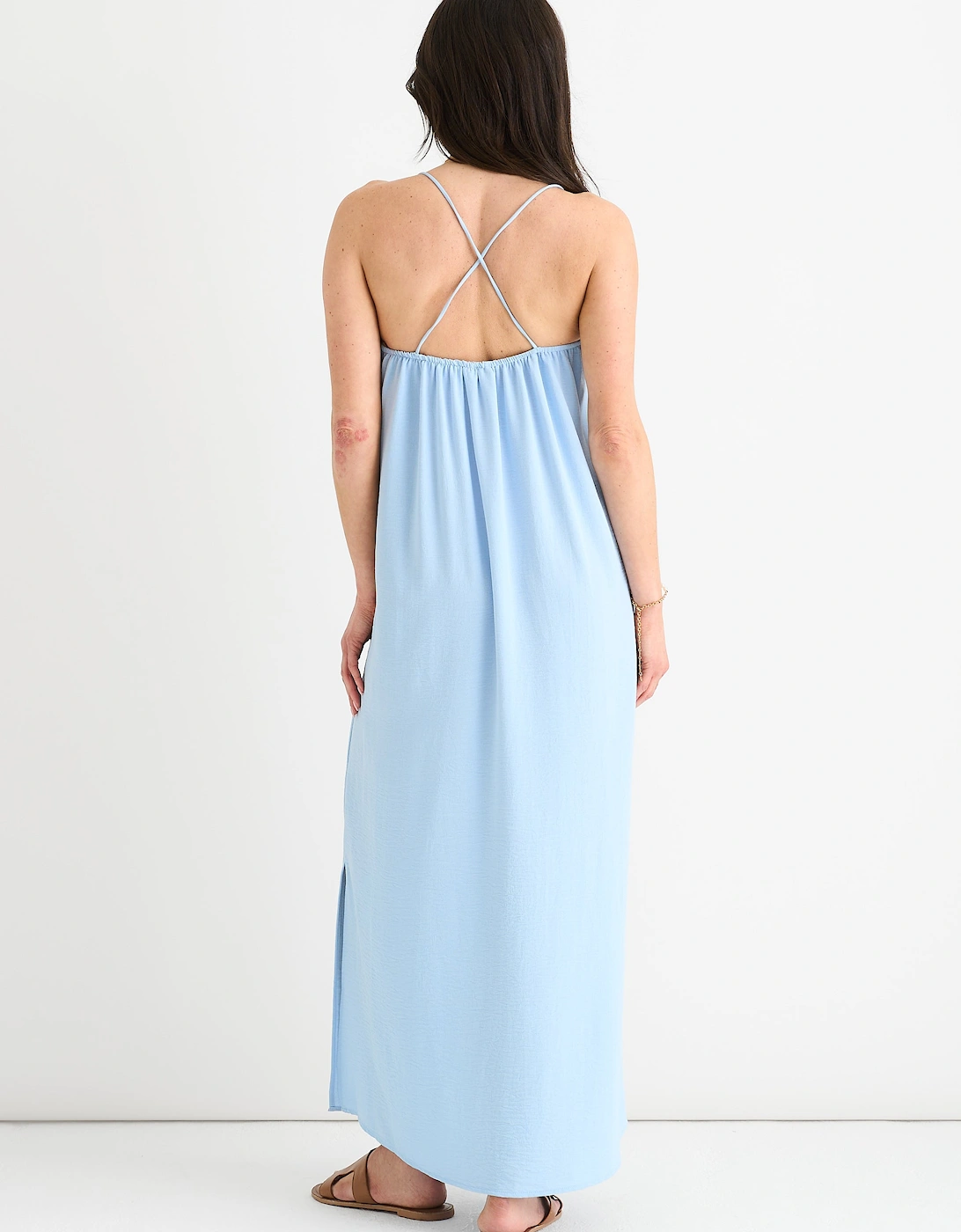 Blue Strappy Cross Back Airflow Oversized dress