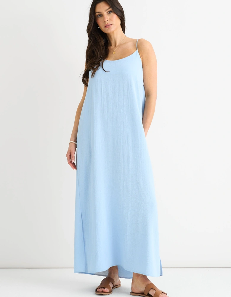Blue Strappy Cross Back Airflow Oversized dress