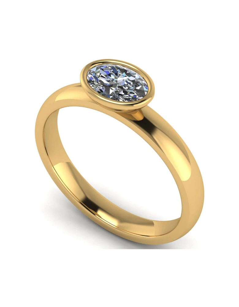 9Ct Gold 090Ct Rub Set Oval Wed Fit Solitaire Ring