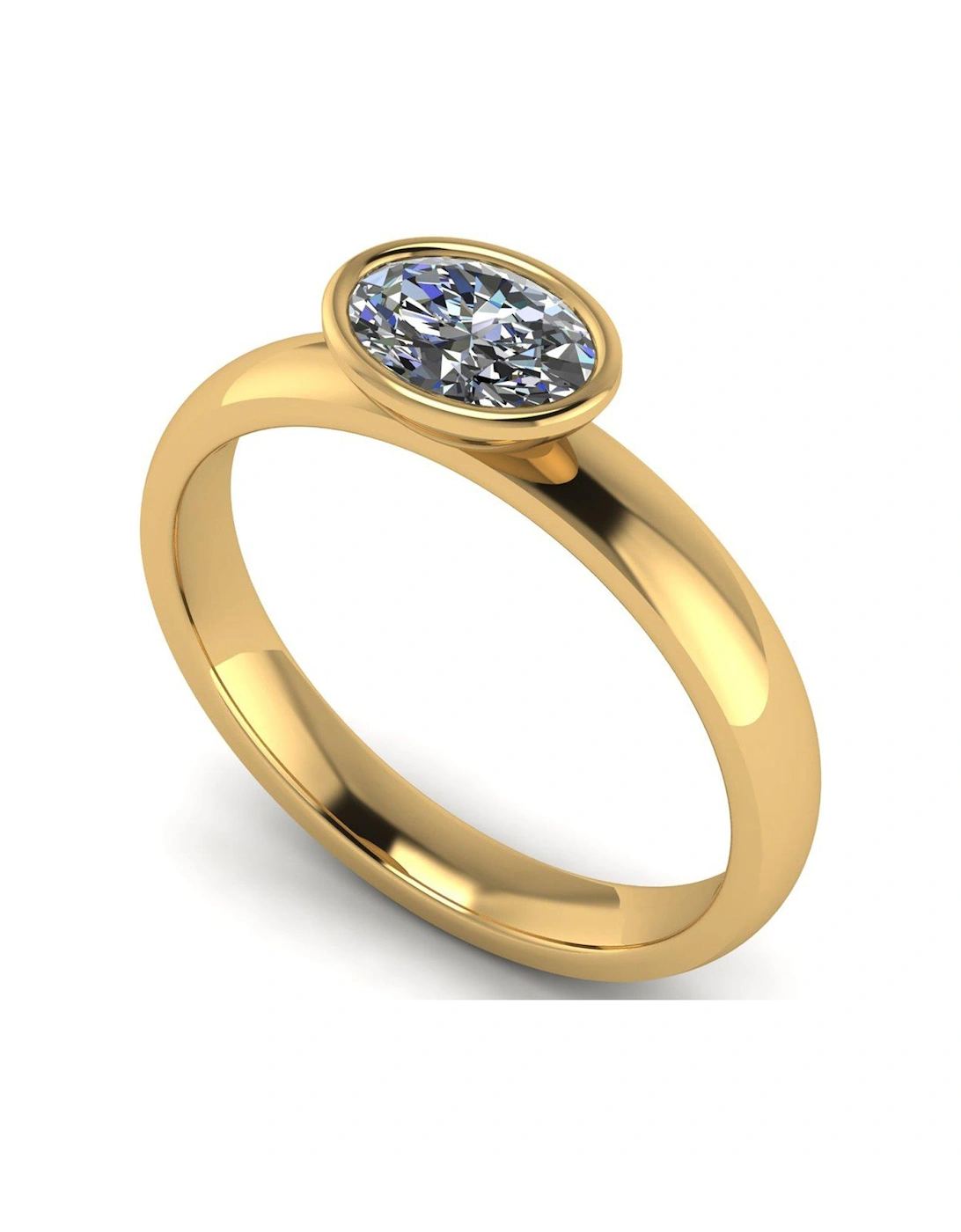 9Ct Gold 090Ct Rub Set Oval Wed Fit Solitaire Ring, 2 of 1
