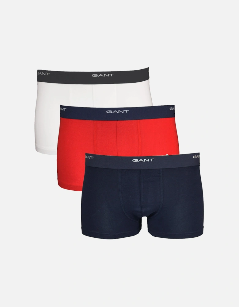 3-Pack Core Boxer Trunks, Navy/Red/White