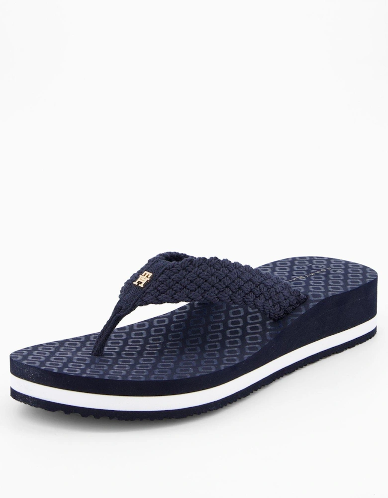 Crochet Wedge Flip Flops - Space Blue
