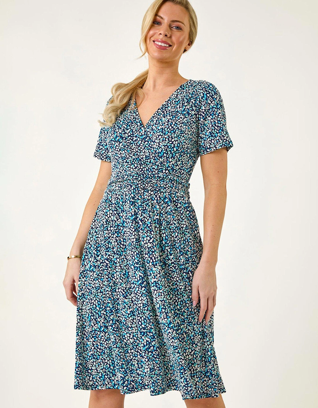 Petite Spot Puff Print Dress - Navy, 2 of 1