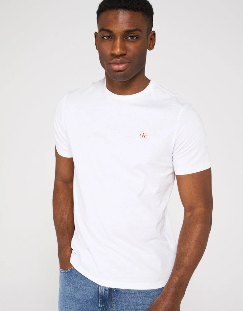 Left Chest Woven Badge T-Shirt - White