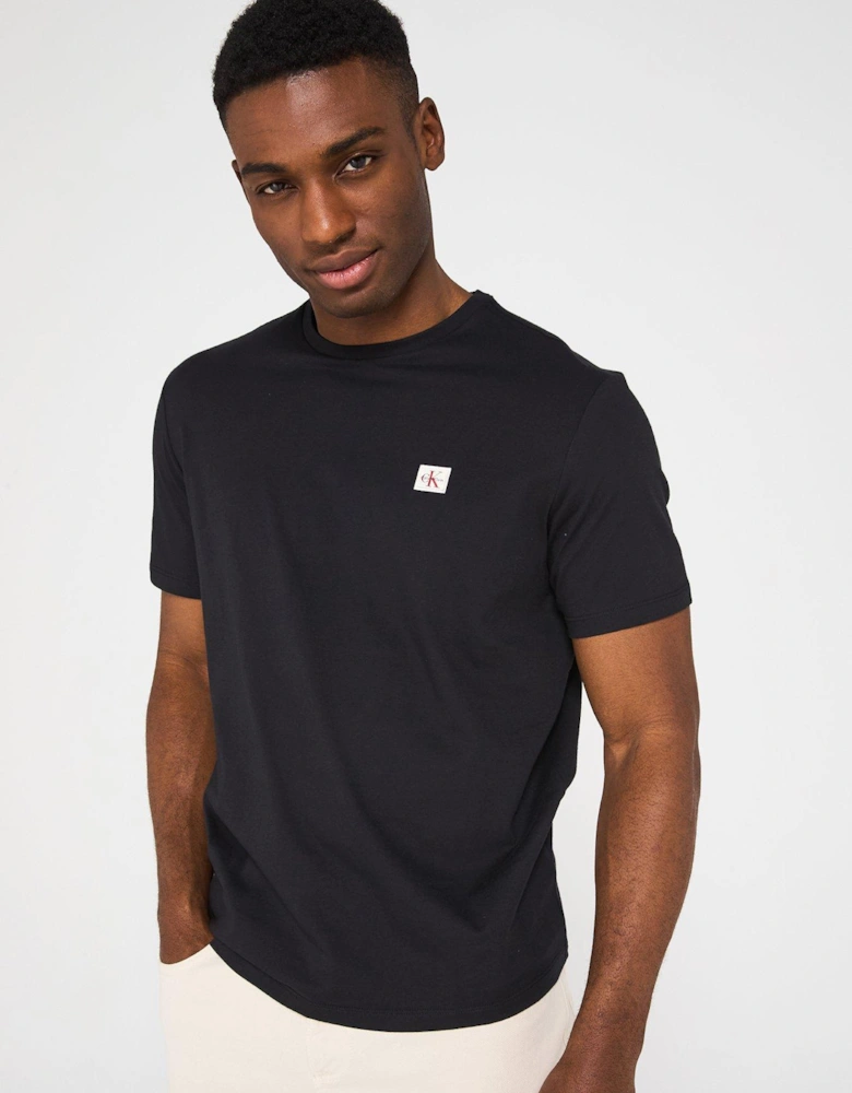 Left Chest Woven Badge T-Shirt - Black
