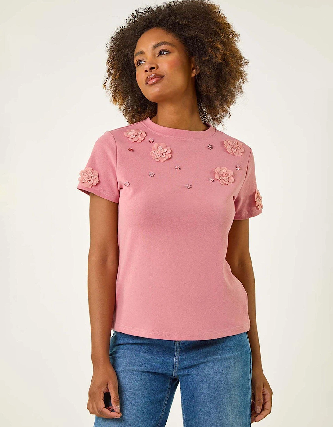 Floral Applique T-shirt - Pink, 2 of 1