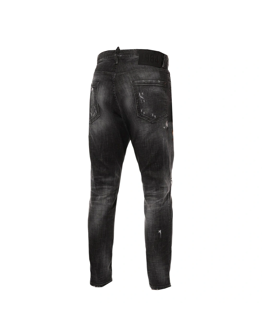 Relax Long Crotch Reinforced Ripped Black Jeans