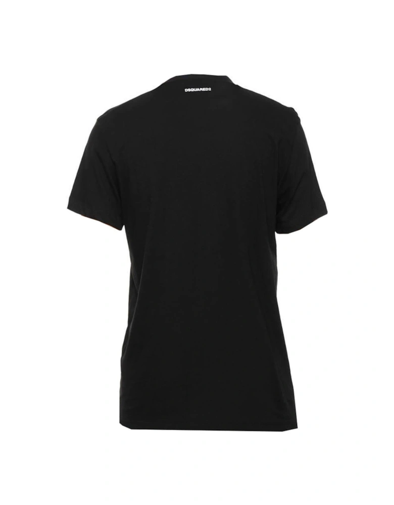 Cigarette Fit Bubble DSQ2 Logo Black T-Shirt