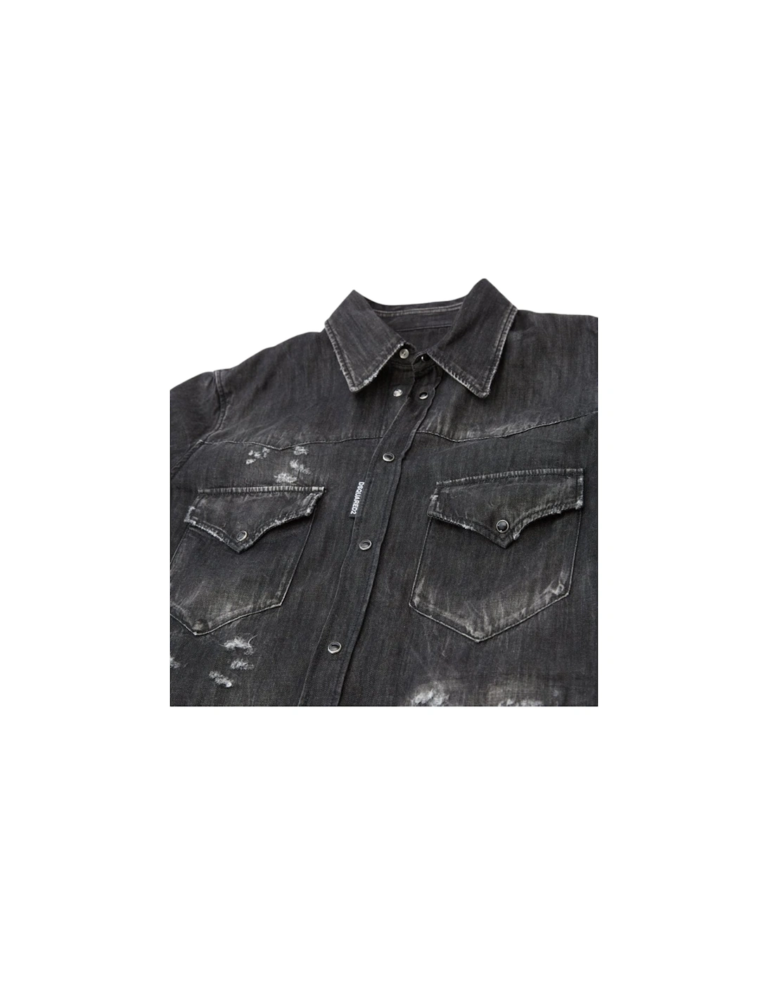 Fashion Western Faded Black Denim Shirt