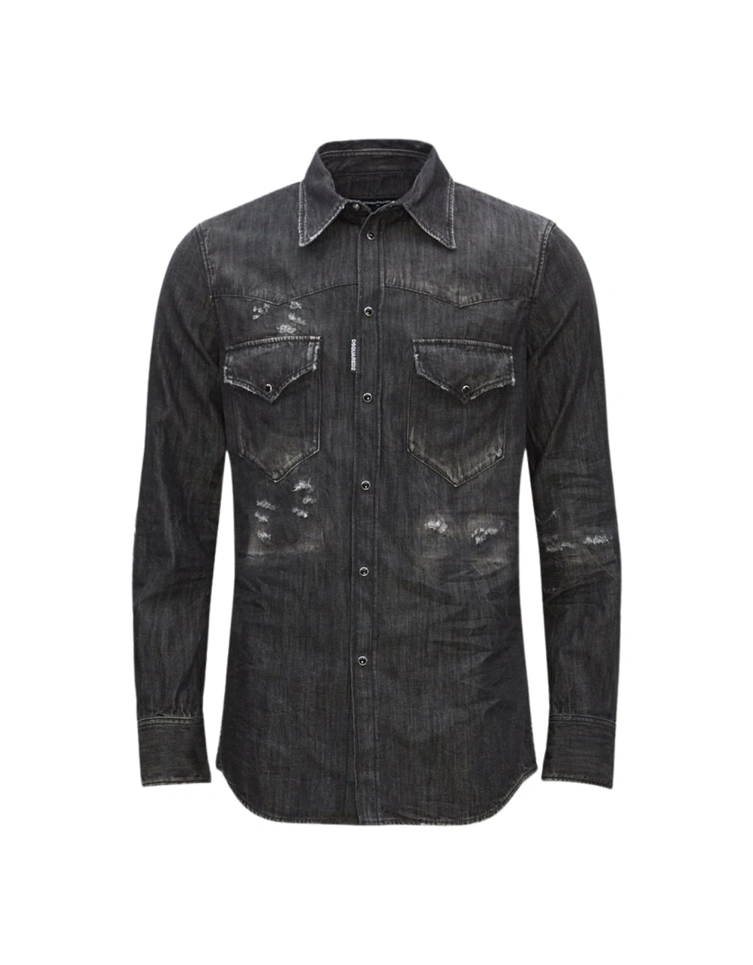 Fashion Western Faded Black Denim Shirt, 5 of 4