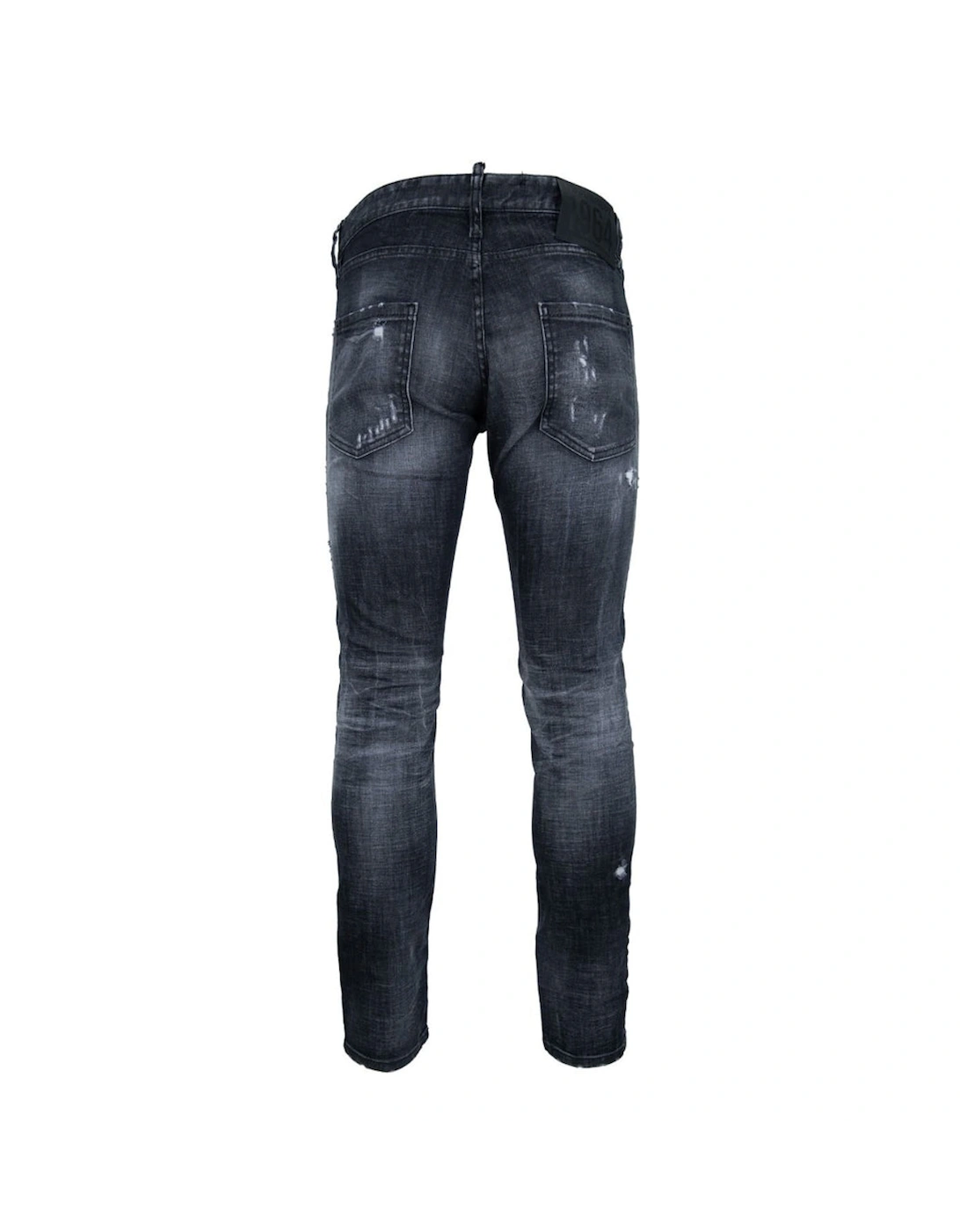 Relaxed Long Crotch Reinforced Ripped Black Jeans