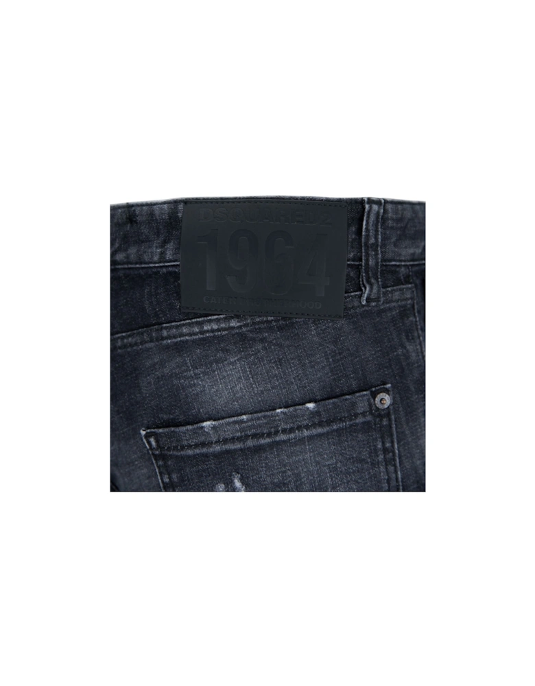 Relaxed Long Crotch Reinforced Ripped Black Jeans