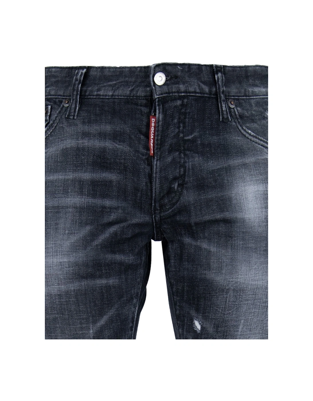 Relaxed Long Crotch Reinforced Ripped Black Jeans