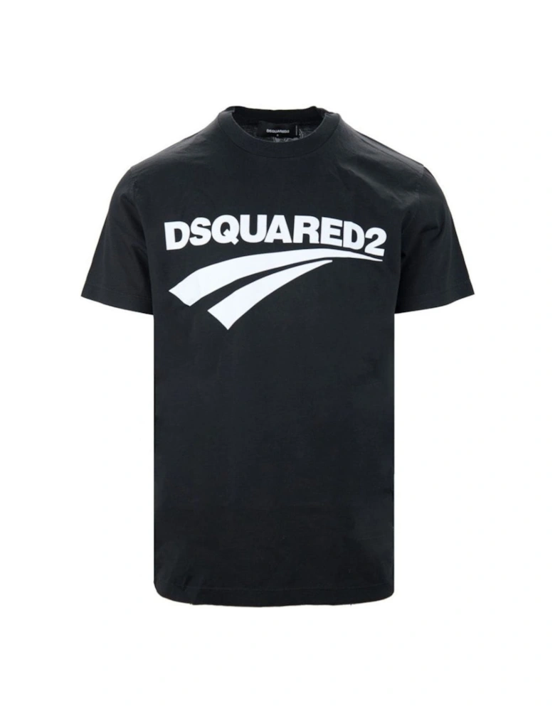 Cigarette Fit Brand Logo Black T-Shirt