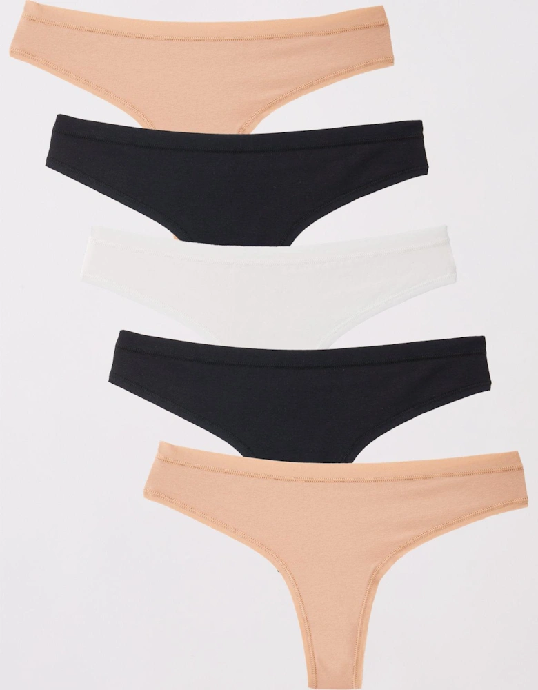 5pk Plain Cotton Thongs