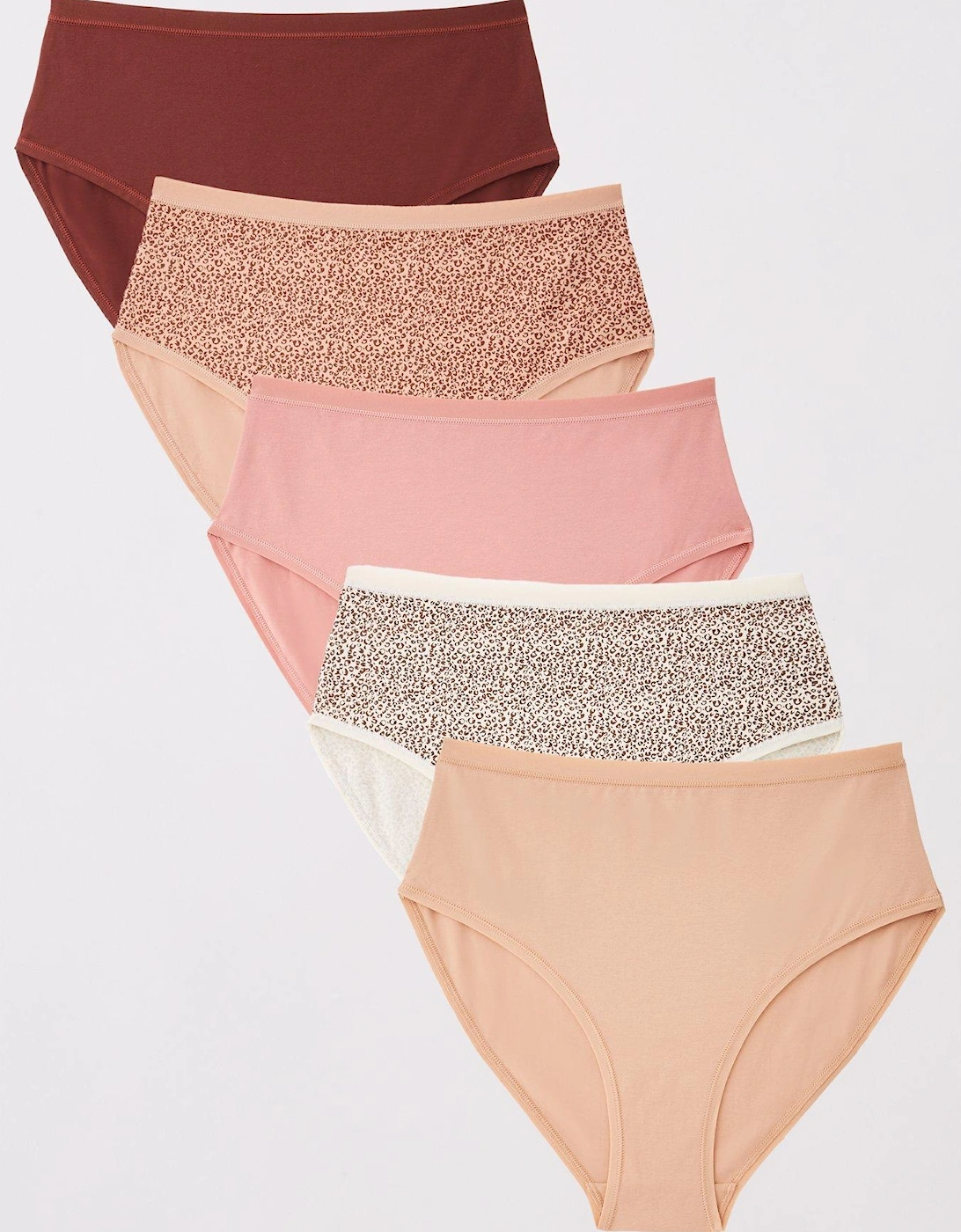 5pk Cotton Plain And Printed Full High Waisted Briefs, 2 of 1