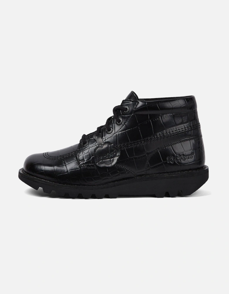Kick Hi Croc Leather Ankle Boot - Black