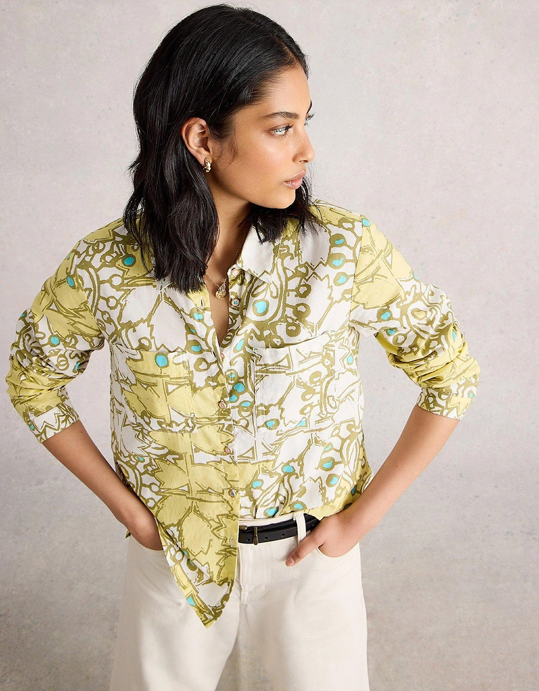 Sophie Cotton Shirt - Yellow, 2 of 1