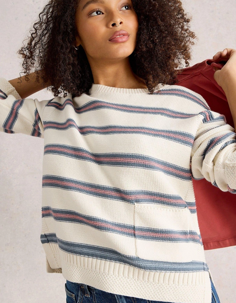 Victoria Stripe Jumper - White