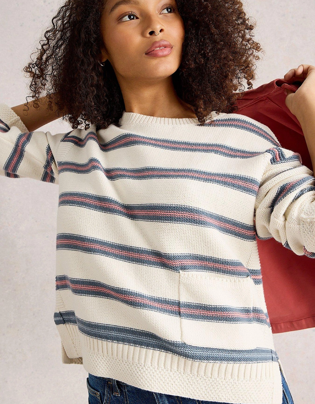 Victoria Stripe Jumper - White, 2 of 1
