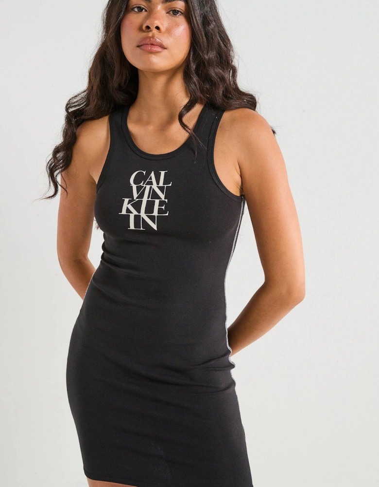 Cotton Rib Tank Dress - Black