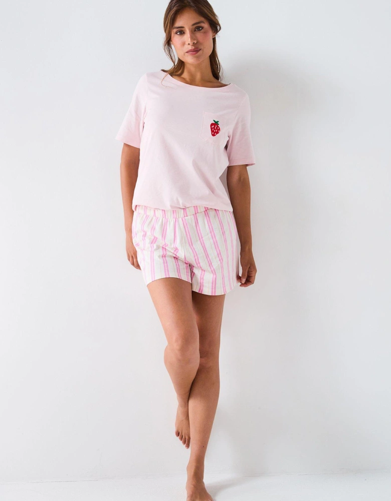 Strawberry Short Sleeve And Short Pj Set
